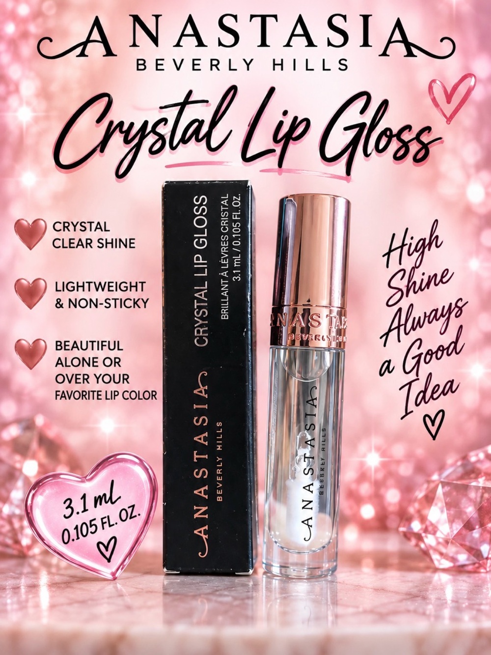 Anastasia Beverly Hills Crystal Lip Gloss — Clear Shine